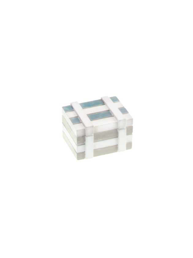 BLEACHED SKY BLUE WOODEN MARINE CRATE 7CM X 5CM X 4CM