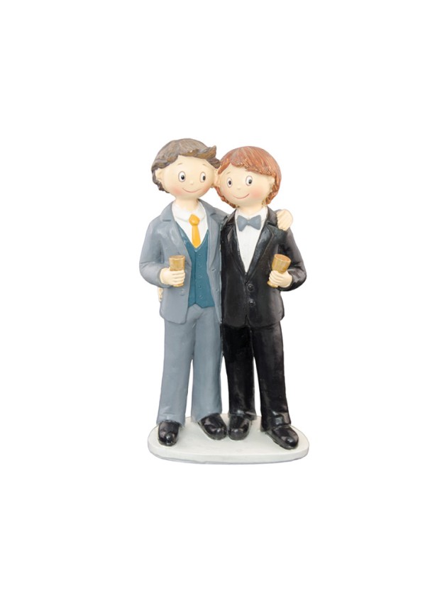 COUPLE MARIES RESINE GAY GARCONS 2  10CM X 6CM X 18CM