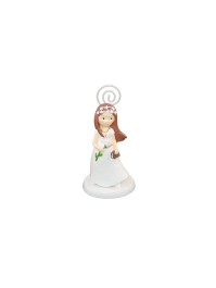 POLYRESIN COMMUNION GIRL TABLE PLACE CARD HOLDER 5.5CM X 5.5CM X 10.5CM