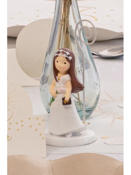 MARQUE-PLACE RESINE COMMUNION FILLE 5.5CM X 5.5CM X 10.5CM