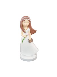 POLYRESIN COMMUNION GIRL WITH FLOWER 6CM X 6CM X 15CM