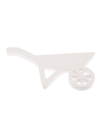 WHITE WOODEN WHEELBARROW 31CM X 16CM X 2CM