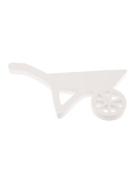 WHITE WOODEN WHEELBARROW 31CM X 16CM X 2CM