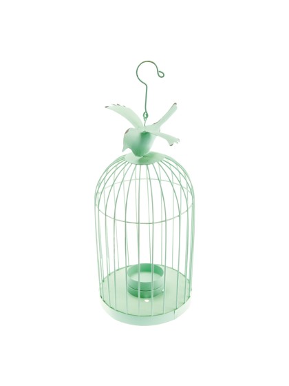 CAGE METAL OISEAU PISTACHE 32CM X 13CM