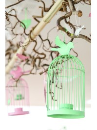 CAGE METAL OISEAU PISTACHE 20CM X 8CM