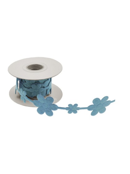 FELT RIBBON TURQUOISE FLOWERS 200CMX3,5CM 