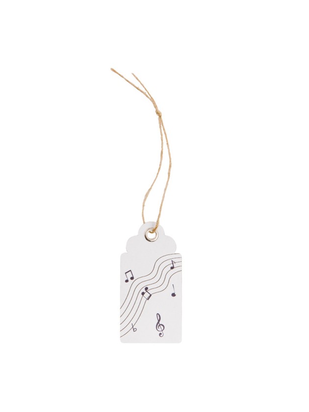 CARTE 15 ETIQUETTES THEME MUSIQUE AV OEILLET 6CM X 3CM