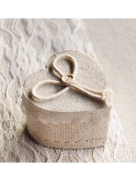 SET OF 4 LINEN HEART-SHAPED BOXES 6CM X 6CM X 4.5CM