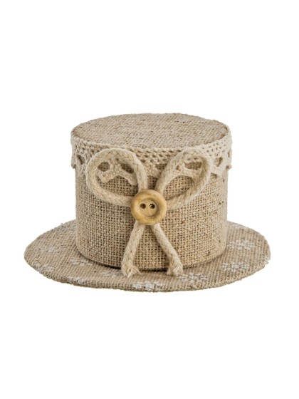 SET OF 4 LINEN HAT-SHAPED BOXES DIA 6.5CM X 3CM