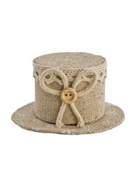 SET 4 CONTENANTS LIN CHAPEAU DIA 6.5CM X 3CM