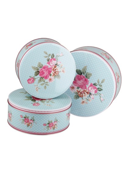 SET 3 BOITES A GATEAUX METAL BOUQUET DIA 25CM / 22CM / 19.5CM