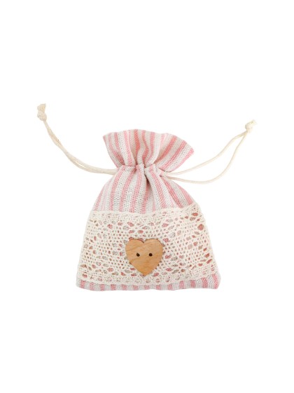 SET OF 4 PASTEL PINK BAGS WITH STRIPES 8CM X 10CM