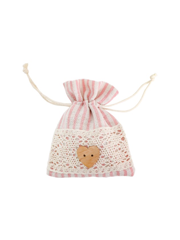 SET OF 4 PASTEL PINK BAGS WITH STRIPES 8CM X 10CM