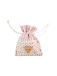 SET OF 4 PASTEL PINK BAGS WITH STRIPES 8CM X 10CM