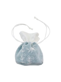 SET 4 BOURSES BRODEES BLEU PASTEL 6CM X 6CM X 11CM