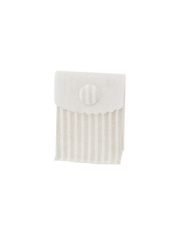 SET 4 SACS RAYURES BLANC/LIN 5.5CM X 4CM X 8CM