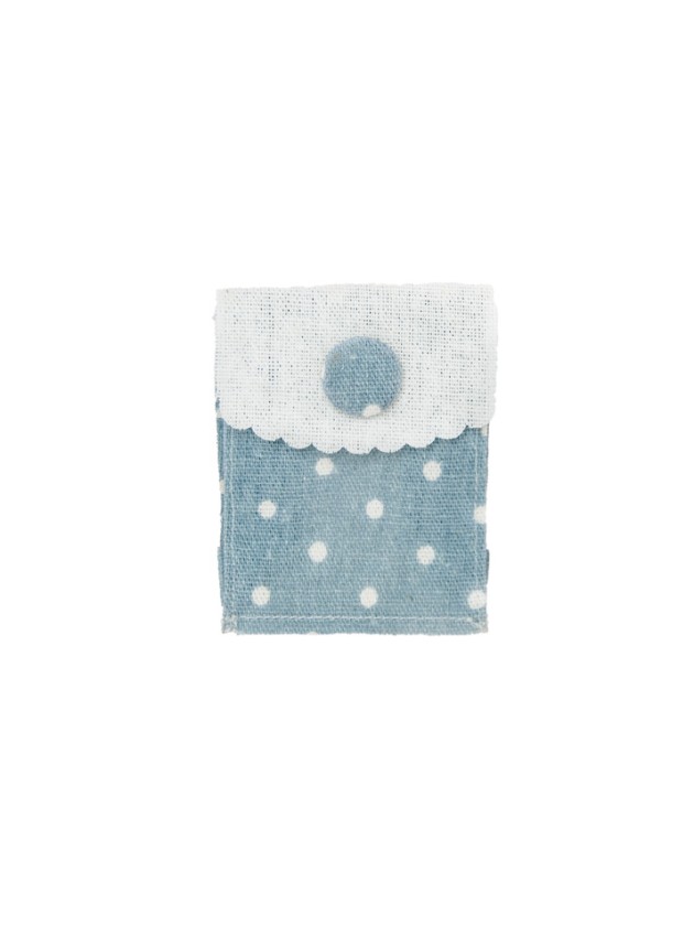 SET OF 4 PASTEL BLUE WITH DOTS LINEN BAGS 8.2CM X 5.7CM