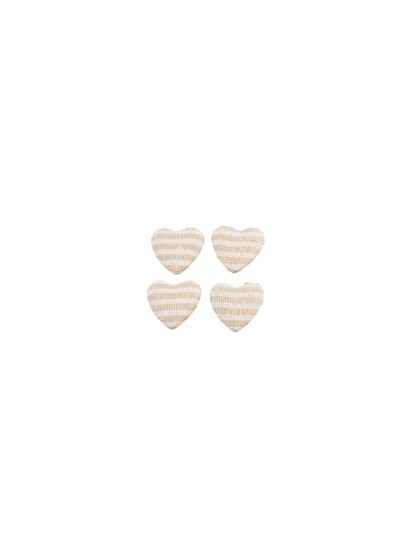 SET OF 6 STRIPED LINEN HEARTS TO DISPERSE 2.6CM X 2.6CM