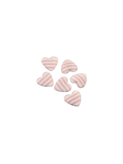 SET 6 COEURS A RAYURES A DISPERSER ROSE PASTEL 2.6CM X 2.6CM