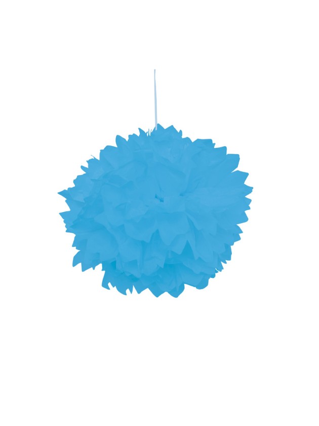 SET 2 POMPONS PAPIER DE SOIE TURQUOISE DIA 30CM