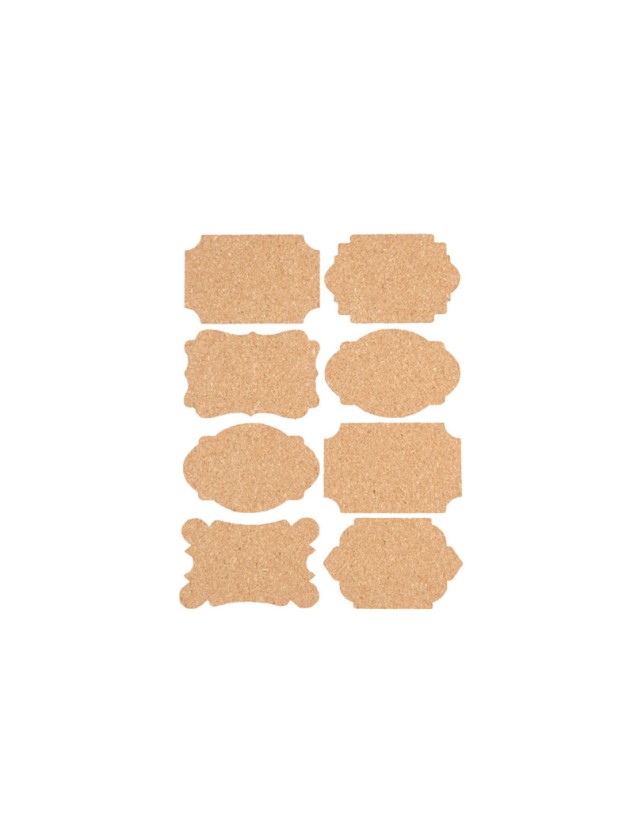 SET OF 8 CORK STICKERS 9CM X 6CM