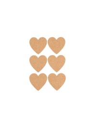 SET OF 6 CORK STICKERS HEART SHAPE  7.5CM X 4.5CM