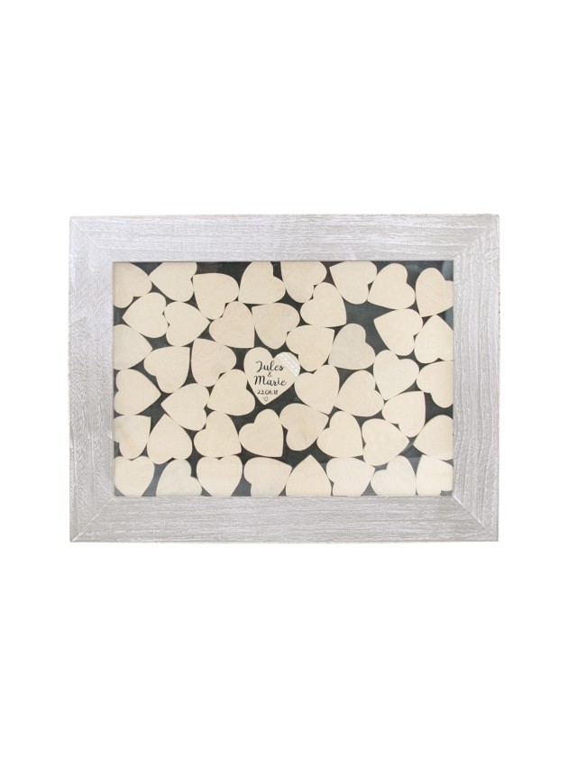 CADRE AVEC 53 COEURS BOIS 30CM X 40CM