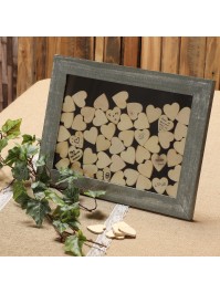 PHOTO FRAME WITH 53 WOODEN HEARTS 30CM X 40CM 