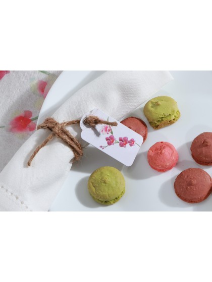 CARTE 12 ETIQUETTES ORCHIDEES AV OEILLET ET LIEN 5.8CM X 3CM