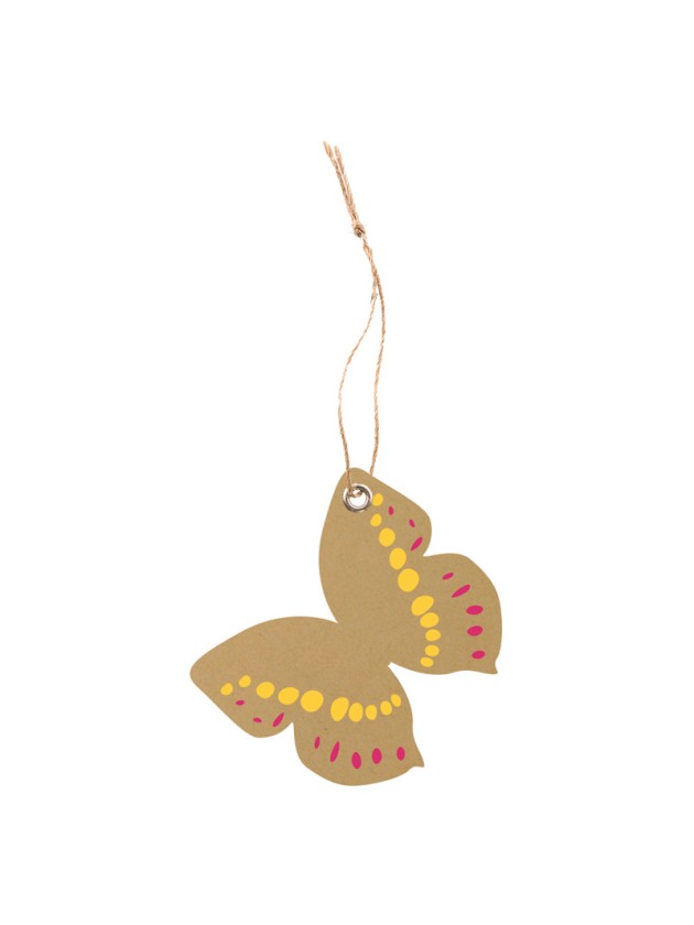 CARTE 12 ETIQUETTES PAPILLONS AV OEILLET ET LIEN AV OEILLET ET LIEN 5CM X 5CM