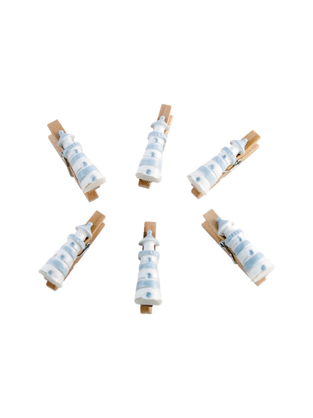 SET OF 6 CLIPS POLY SEA HOUSE  3CM X 1CM