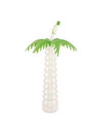 PALM TREE BOTTLE WITH STRAW DIA 8.8CM X 27CM