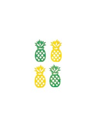 SET 18 WOODEN YELLOW/GREEN PINEAPPLES 3.5CM X 1.7CM X 0.2CM