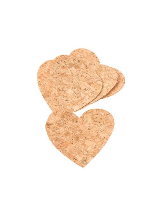 SET 12 CORK HEARTS 8.3CM X 7CM