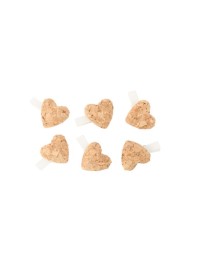 SET 6 CORK HEARTS WITH CLIP 3.5CM X 2.7CM