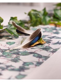 SET 24 BLACK/DARK BROWN/WHITE FEATHERS 12CM