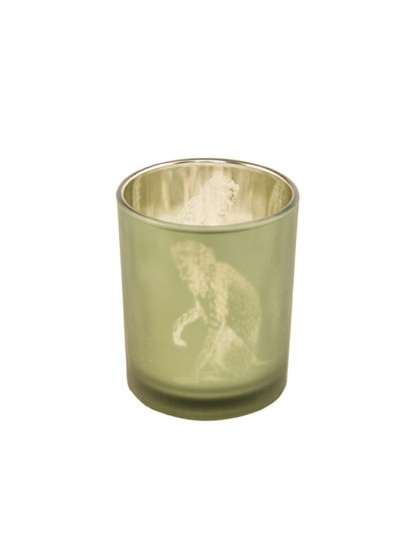 GLASS CUP PRINTED MONKEY 6.3CM X 6.3CM X 7.5CM
