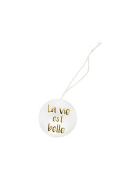 SET 8 HANGING LABELS PRINTED LA VIE EST BELLE 