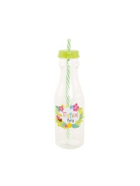 BOUTEILLE AV/ PAILLE VERT 650ML 23.2CM X 7.3CM