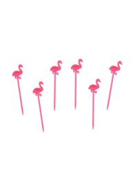 SET 20 PP PINK FLAMINGO STICKS 8CM