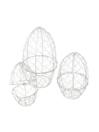 SET 3 DARK GREY METAL EGGS DIA 12CM X 21CM/DIA 10CM X 16CM / DIA 8CM X 11CM