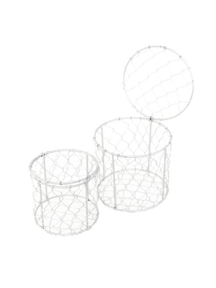 SET 2 PANIERS RONDS METAL ANTHRACITE DIA 13CM X 12CM / DIA 11CM X 10CM