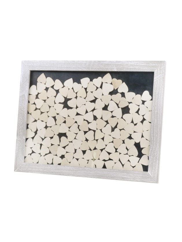 CADRE AVEC 130 COEURS BOIS 45CM X 60CM