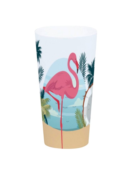 GOBELET PP IMPRIME FLAMANT ROSE 700ML DIA 9.2CM X 17CM