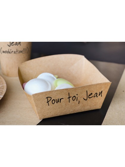 SET 8 BARQUETTES KRAFT 250GSM 250ml 12.3CM X 11.3CM X 4.5CM 