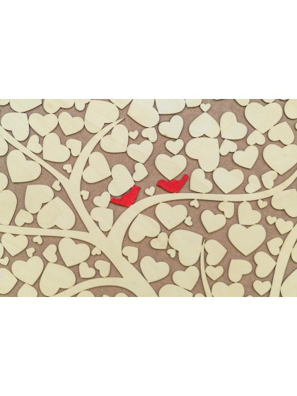 WOODEN FRAME TREE IN HEART 64CM X 82CM