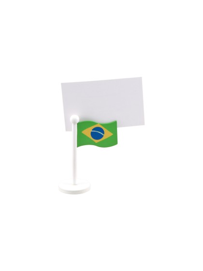 SET OF 6WOODEN TABLE PLACE CARD HOLDERS BRAZILIAN FLAG 8CM