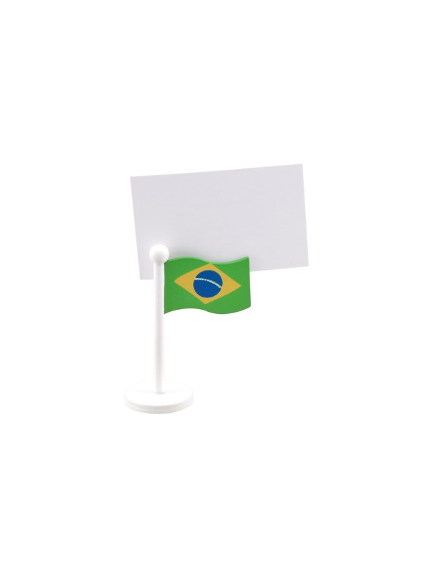 SET 6 MARQUE-PLACES BOIS DRAPEAU BRESIL  8CM