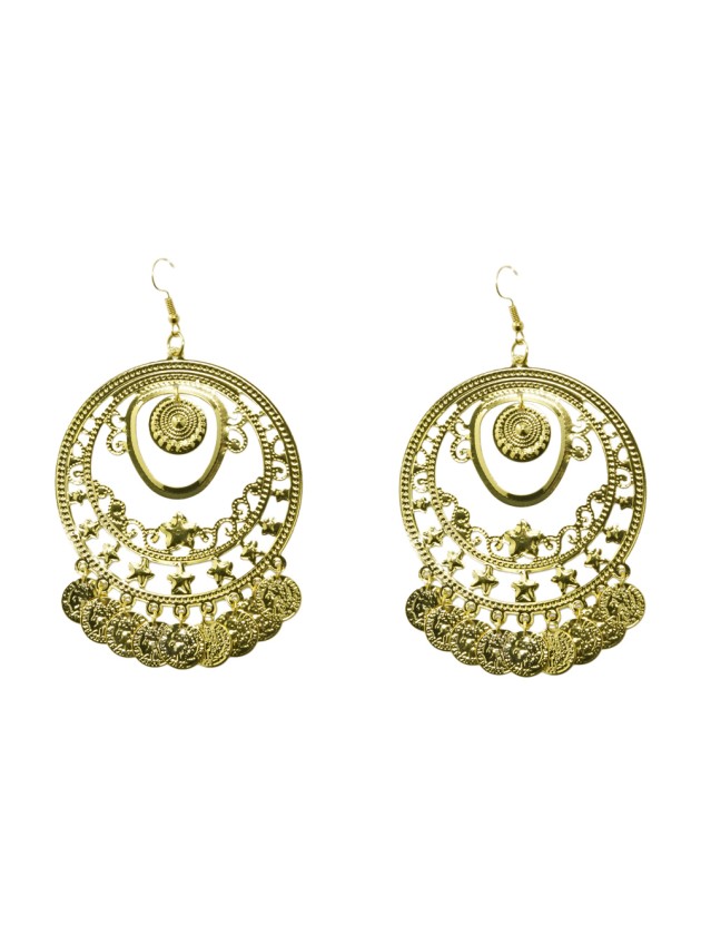 EARRINGS CARMEN WITH GOLDEN COINS DIA +/- 6.5CM
