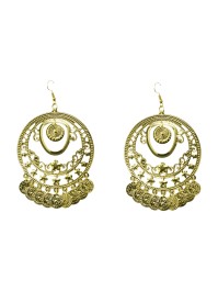 BOUCLES D\'OREILLES CARMEN PIECES DE MONNAIE DOREES DIA +/- 6.5CM